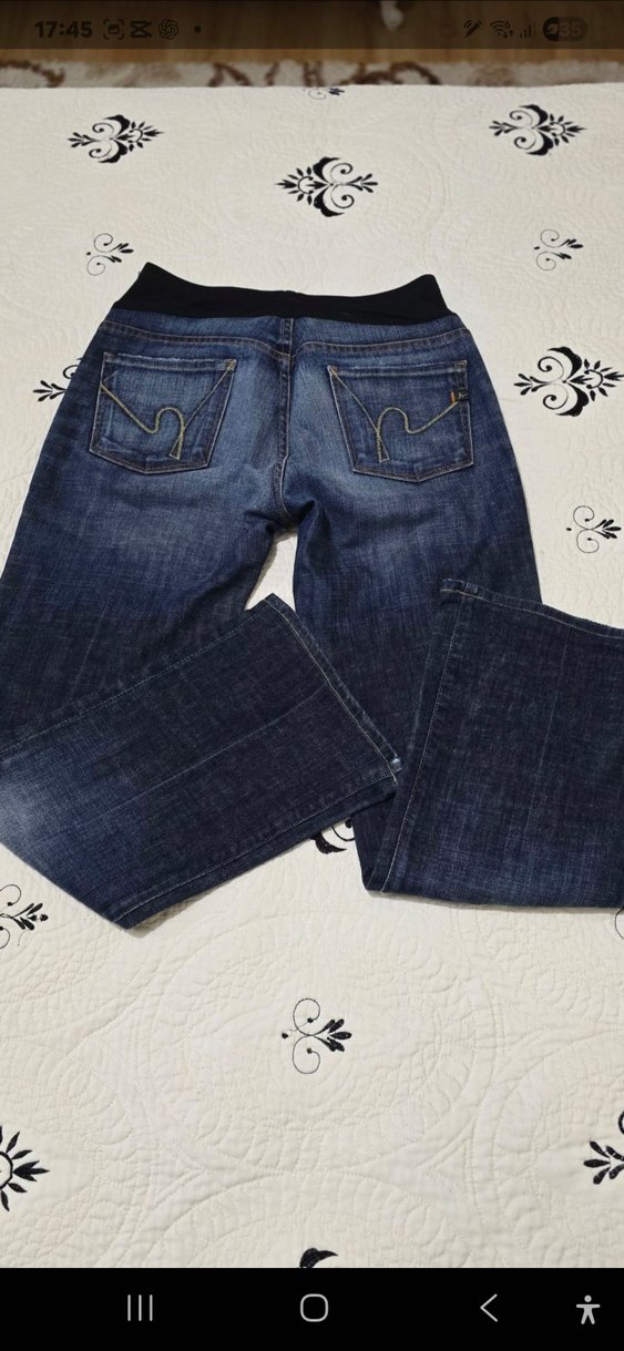 Lacivert Bel Detaylı Hamile Kot Pantolon - Görsel 4