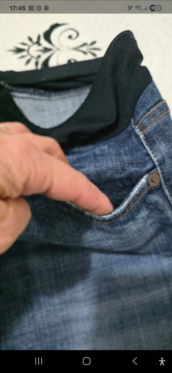 Lacivert Bel Detaylı Hamile Kot Pantolon - Görsel 5