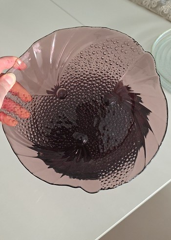 Bordo Yılan Desenli Cam Tabak Seti - Görsel 2