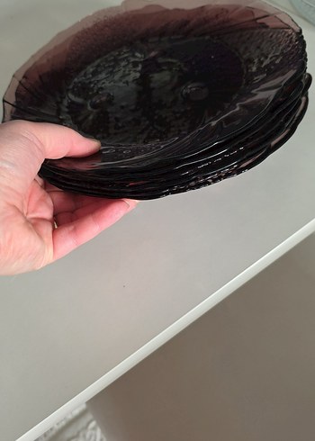 Bordo Yılan Desenli Cam Tabak Seti - Görsel 3