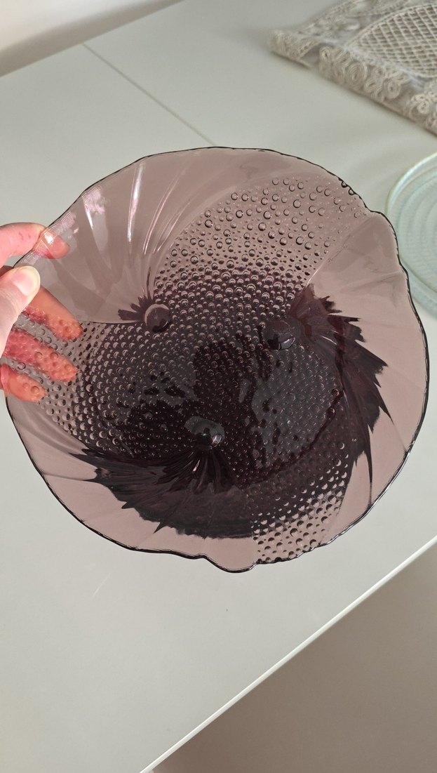 Bordo Yılan Desenli Cam Tabak Seti - Görsel 2