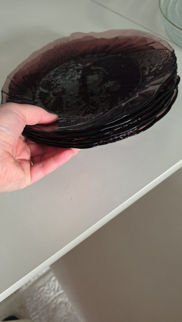 Bordo Yılan Desenli Cam Tabak Seti - Görsel 3