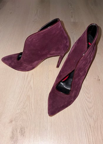 Pelinin Ayakkabıları Bordo Süet Stiletto Topuklu Kadın Ayakkabı