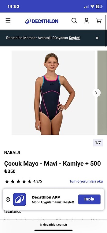 Kız çocuk mayo decathlon