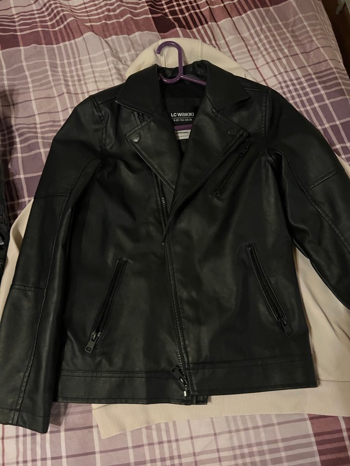 Siyah Baskılı suni Deri Ceket özel seri - Görsel 2