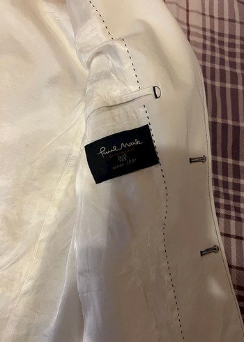 Düğmeli Beyaz Pamuklu Midi Ceket - Görsel 3