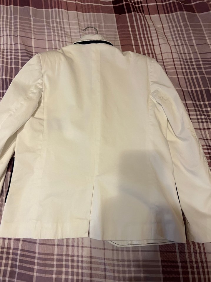 Düğmeli Beyaz Pamuklu Midi Ceket - Görsel 4