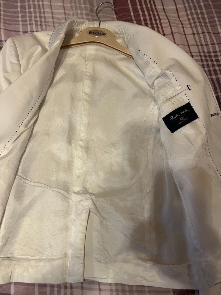 Düğmeli Beyaz Pamuklu Midi Ceket - Görsel 2