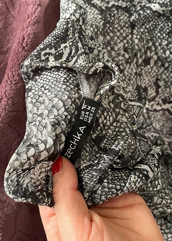 Bohem Yılan Desenli Uzun Kollu Kadın Bluz - Görsel 2