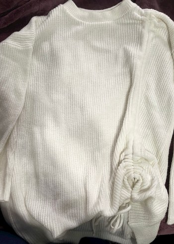 Beyaz Örgü Kadın Triko Kazak - Görsel 2