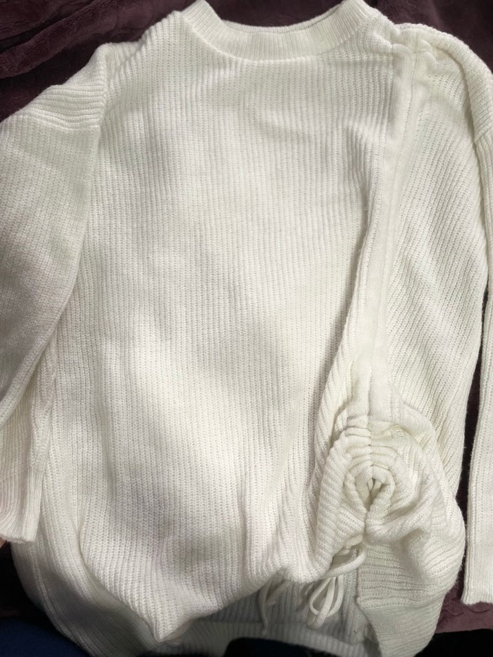 Beyaz Örgü Kadın Triko Kazak - Görsel 2