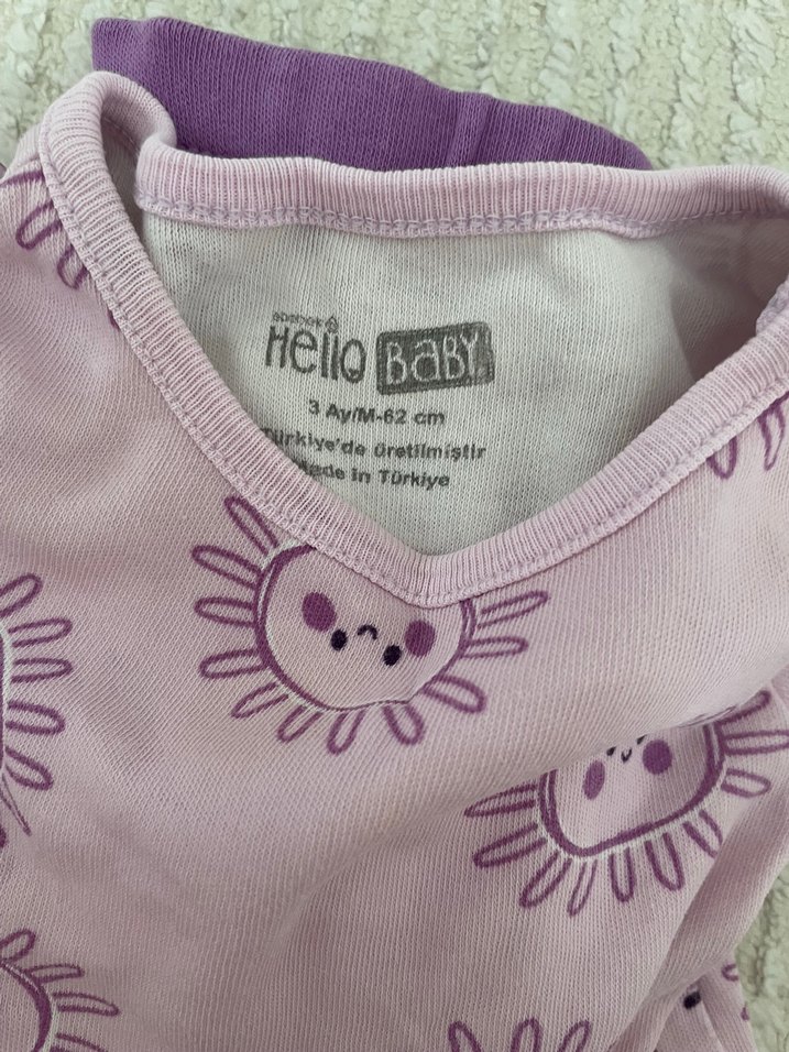 Mor Baskılı Kısa Kollu Bebek Takımı - Görsel 2