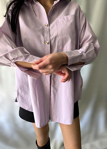 Poplin gömlek (Lila) - Görsel 2