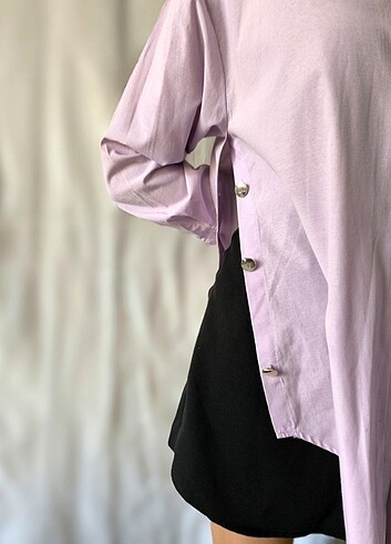 Poplin gömlek (Lila) - Görsel 3