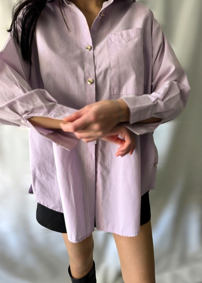 Poplin gömlek (Lila) - Görsel 2