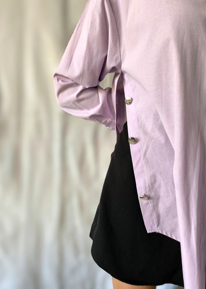 Poplin gömlek (Lila) - Görsel 3
