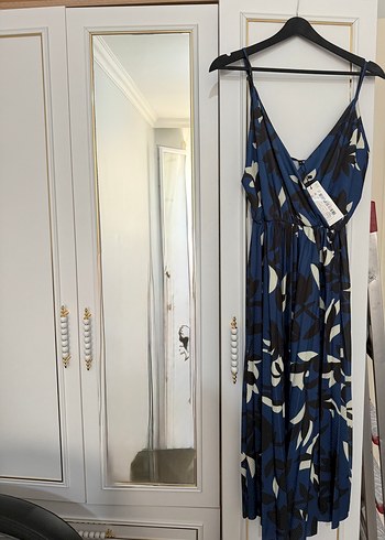 Trendyol & Milla Lacivert Pilili Uzun Askılı Kadın Elbise