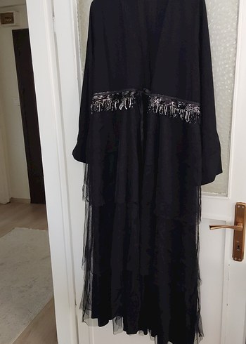 Siyah Nakışlı Uzun ferace - Görsel 2
