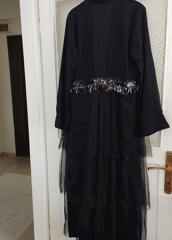 Siyah Nakışlı Uzun ferace - Görsel 4