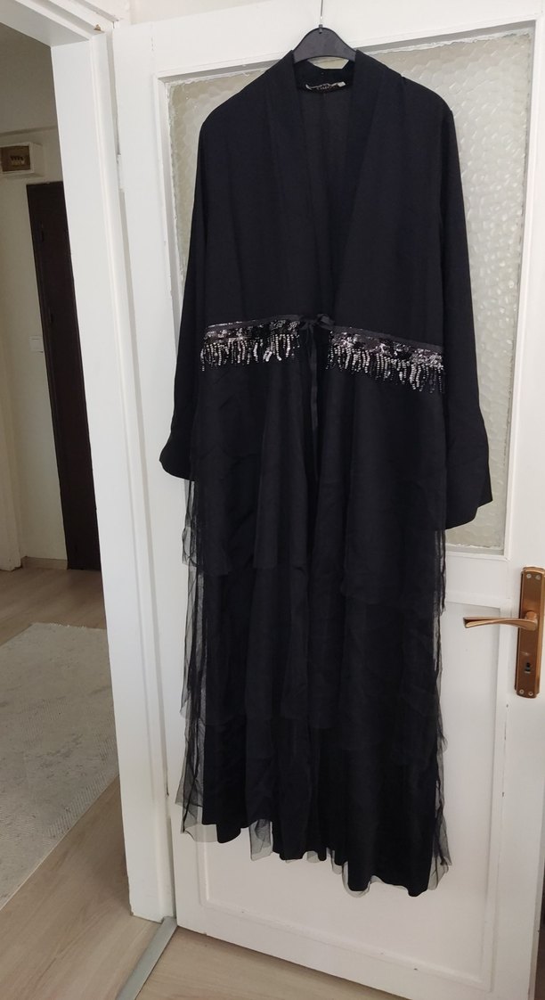 Siyah Nakışlı Uzun ferace - Görsel 2