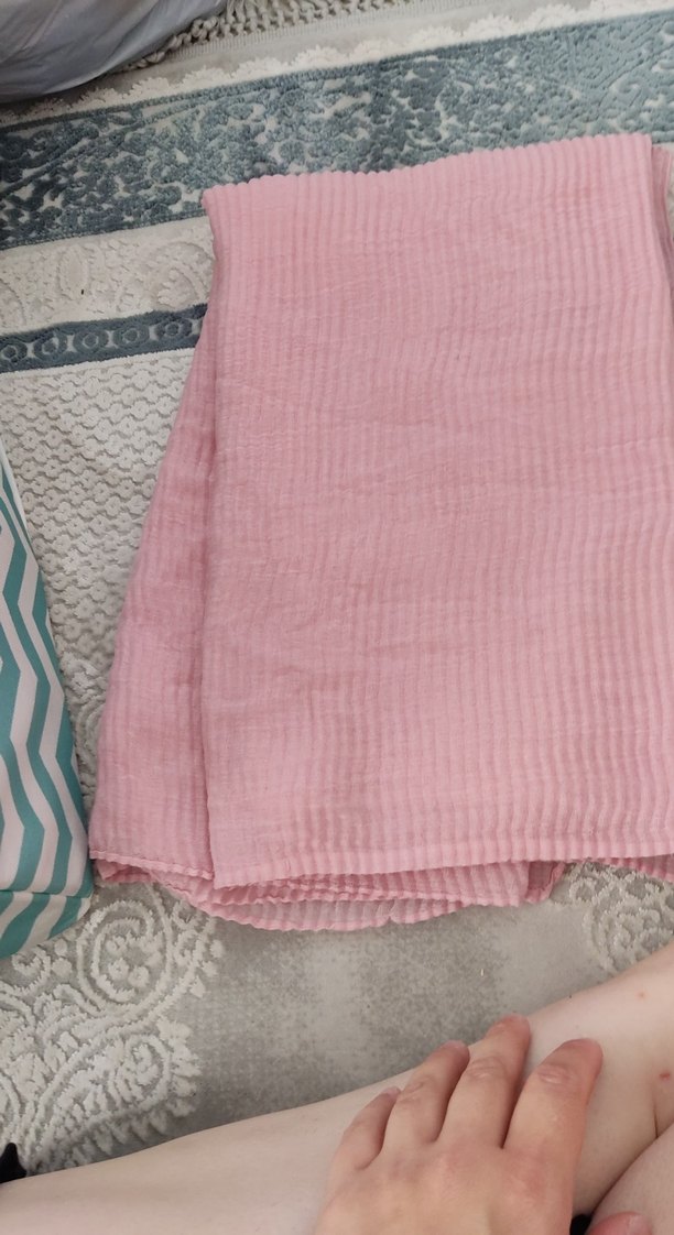 Pileli Pudra pamuk Şal - Görsel 2