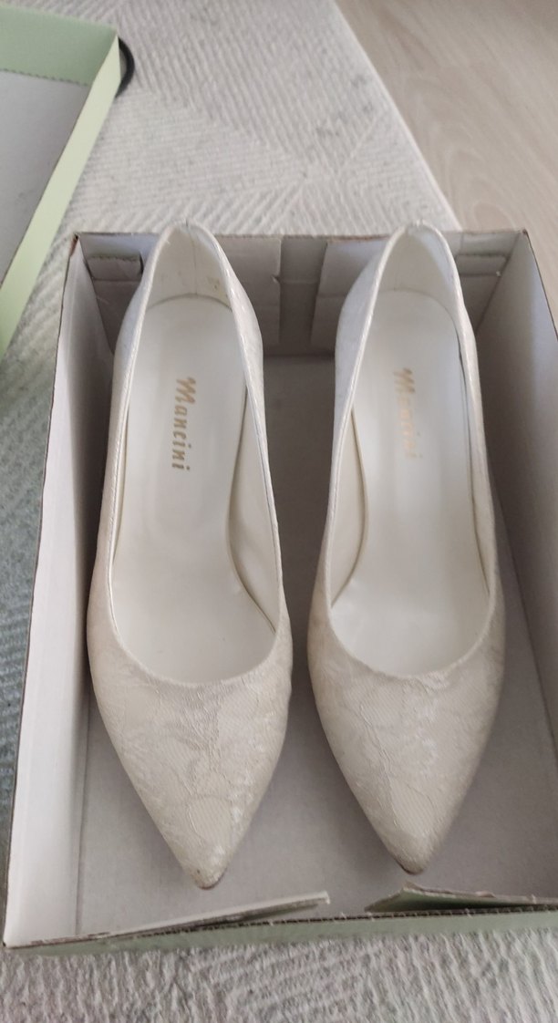 Beyaz Stiletto Kadın Abiye Ayakkabı - Görsel 2