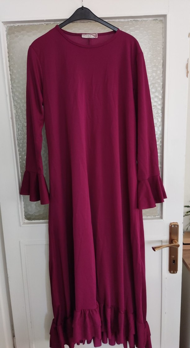 Uzun Kollu Fırfırlı Kadın Elbise - Görsel 2