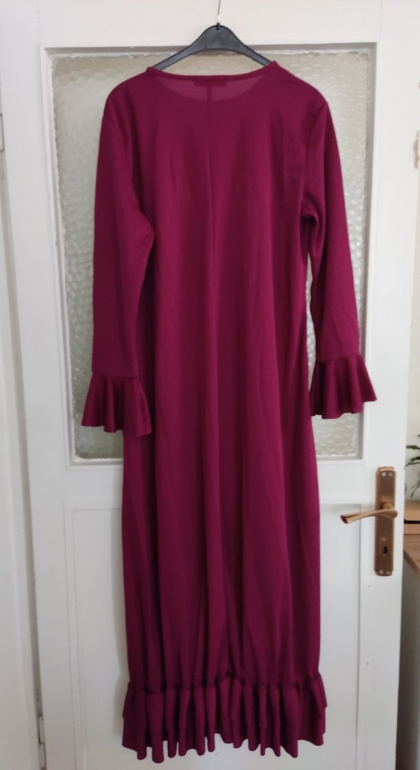 Uzun Kollu Fırfırlı Kadın Elbise - Görsel 4