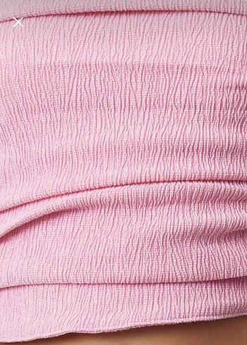Pembe Straplez Pilili Crop Top - Görsel 3