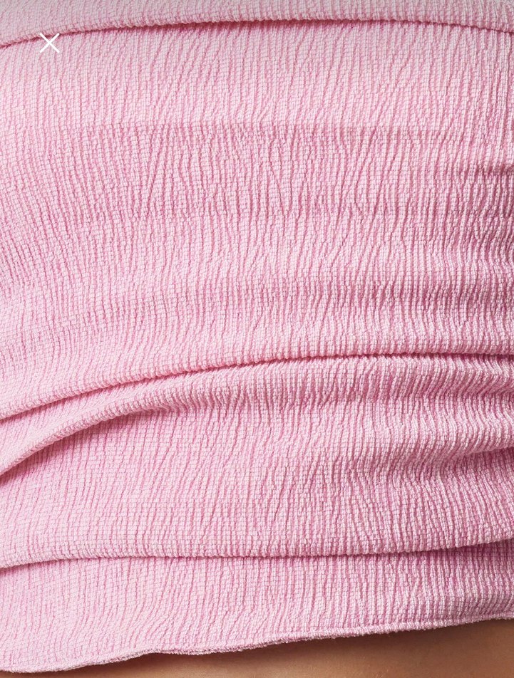 Pembe Straplez Pilili Crop Top - Görsel 3