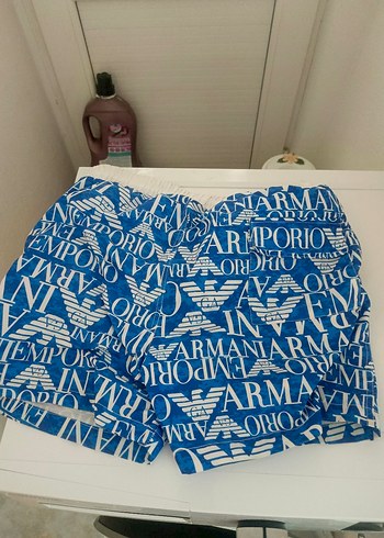 Emporio Armani Mavi Baskılı Mini Erkek Deniz Şortu - Görsel 3