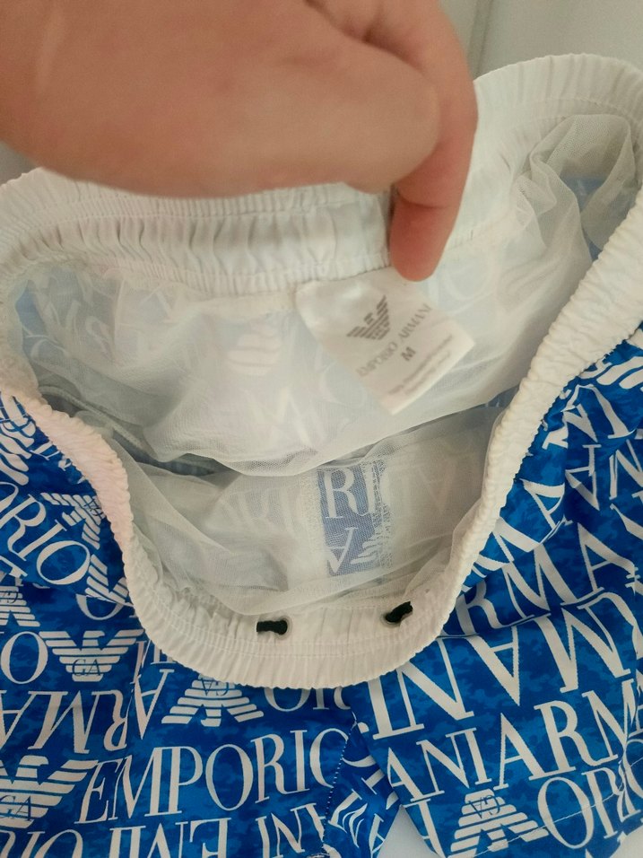 Emporio Armani Mavi Baskılı Mini Erkek Deniz Şortu - Görsel 2