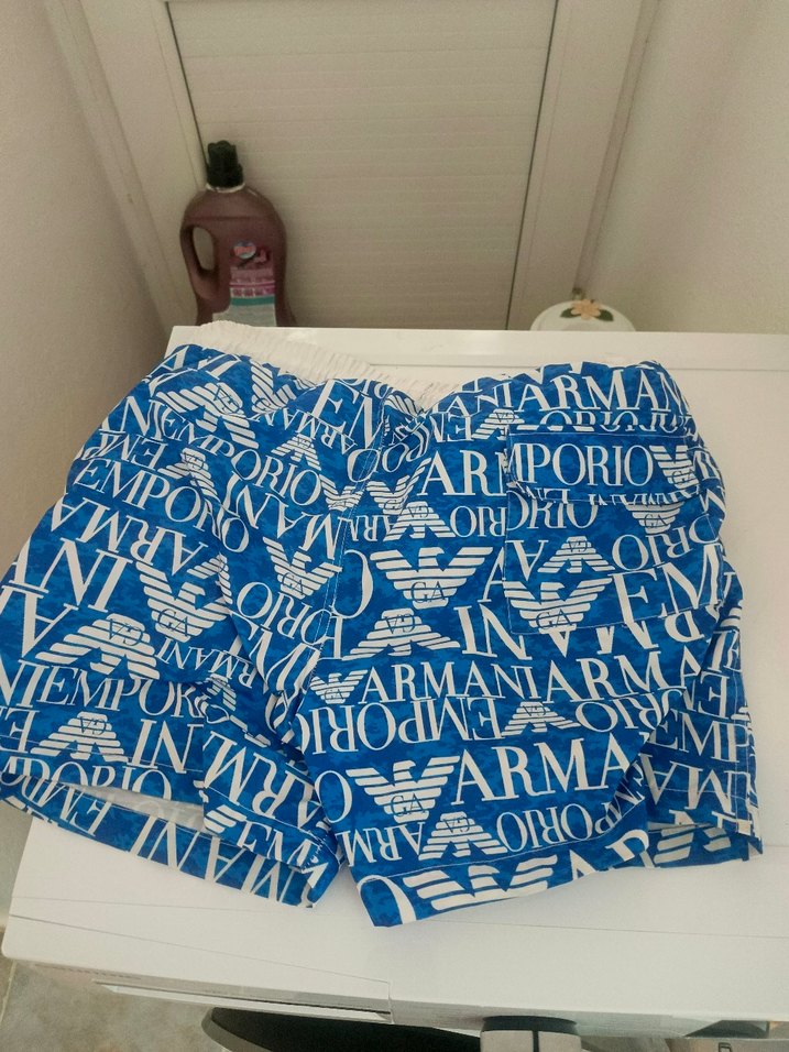 Emporio Armani Mavi Baskılı Mini Erkek Deniz Şortu - Görsel 3