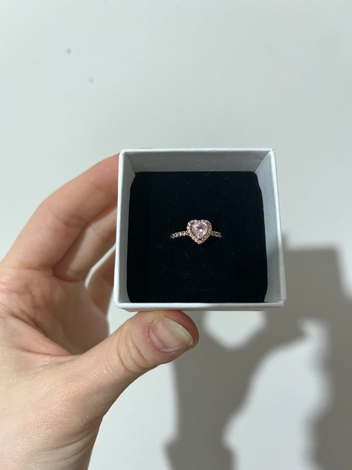 Pembe Kalp Taşlı Kadın Yüzük - Görsel 3