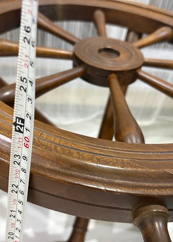 Koyu Kahverengi Ahşap Gemi Dümeni sehpa - Görsel 5