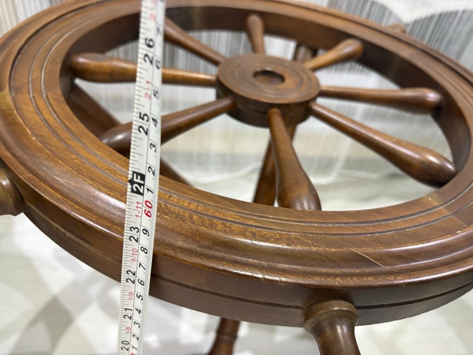 Koyu Kahverengi Ahşap Gemi Dümeni sehpa - Görsel 5