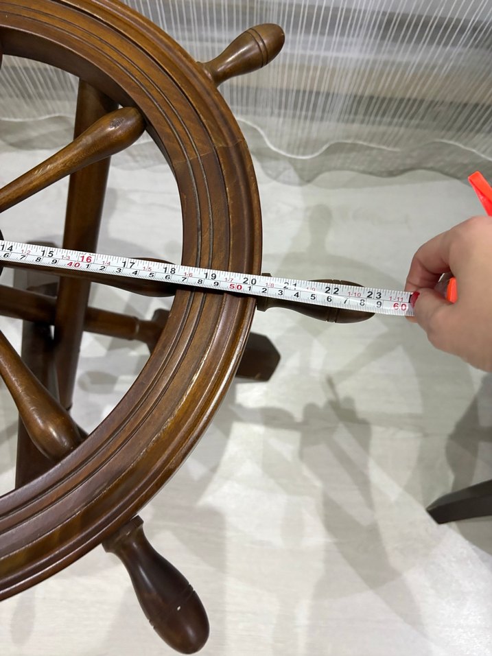 Koyu Kahverengi Ahşap Gemi Dümeni sehpa - Görsel 4