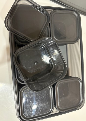 Siyah 6 Bölmeli Saklama Kabı Seti Kahvaltı seti - Görsel 4