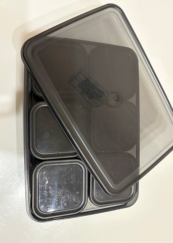 Siyah 6 Bölmeli Saklama Kabı Seti Kahvaltı seti - Görsel 3