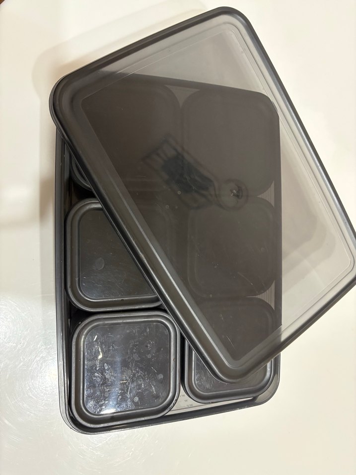 Siyah 6 Bölmeli Saklama Kabı Seti Kahvaltı seti - Görsel 3