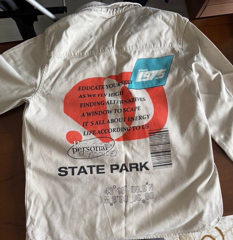 Gri Rahat Kesim Keten Erkek sırt baskılı Gömlek ceket - Görsel 2