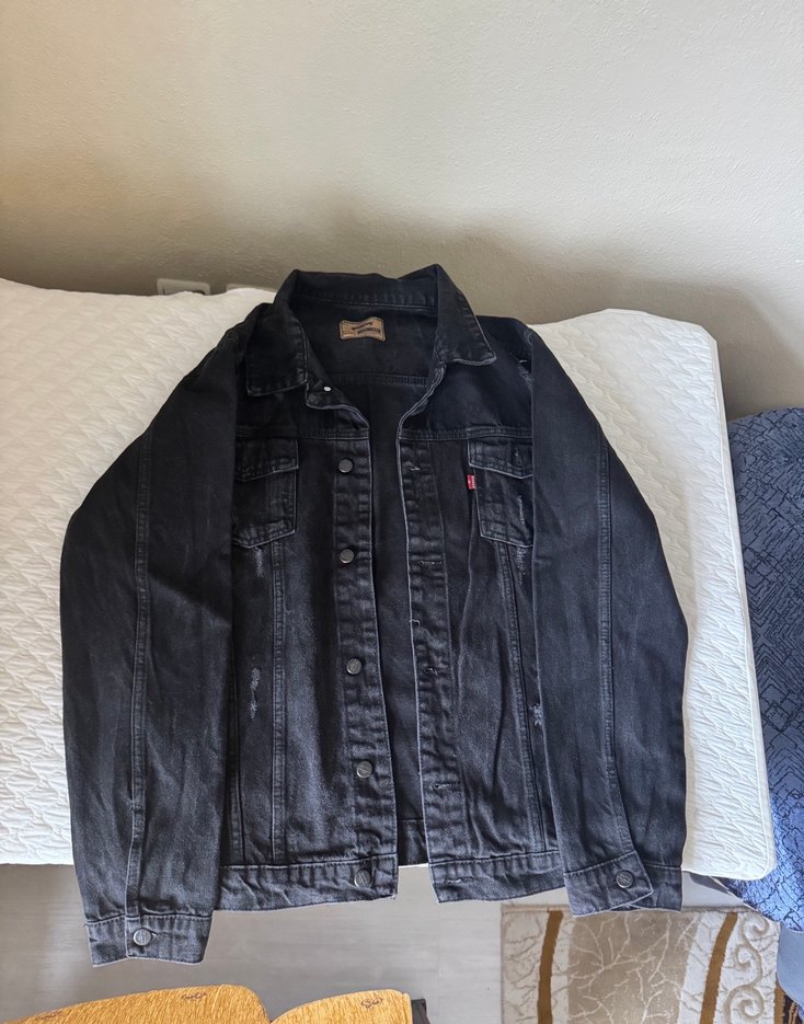 Siyah Denim Ceket Bol Kesim - Görsel 2