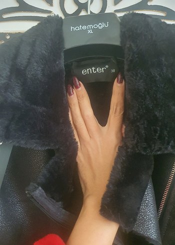 Tokalı Siyah Deri Kadın Mont - Görsel 5