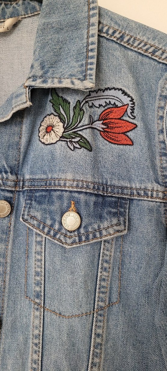 Nakışlı Düğmeli Kadın Denim Ceket - Görsel 3