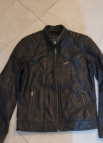 Mavi erkek deri ceket - Görsel 2