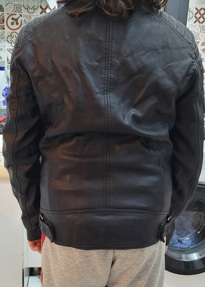 Mavi erkek deri ceket - Görsel 3