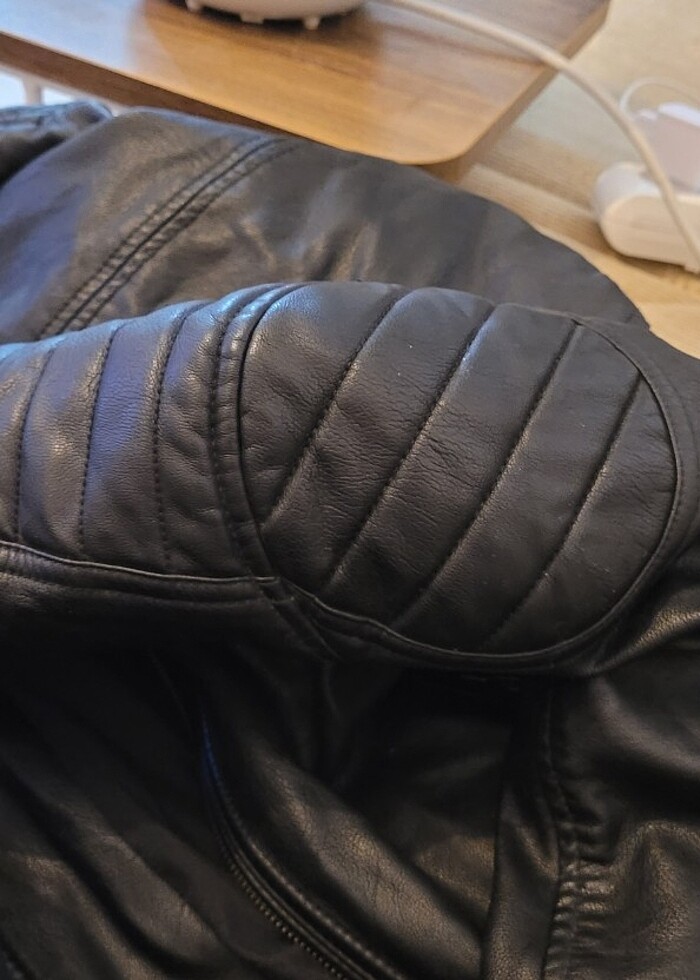 Mavi erkek deri ceket - Görsel 5