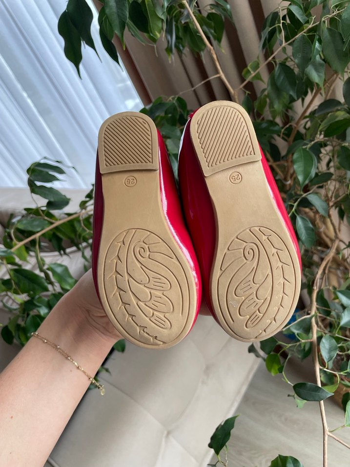 Kız Çocuk Kırmızı Fiyonk Detaylı Babet - Görsel 2