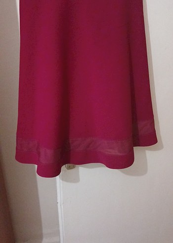 40 Beden Bordo Midi V Yaka Kolsuz Elbise