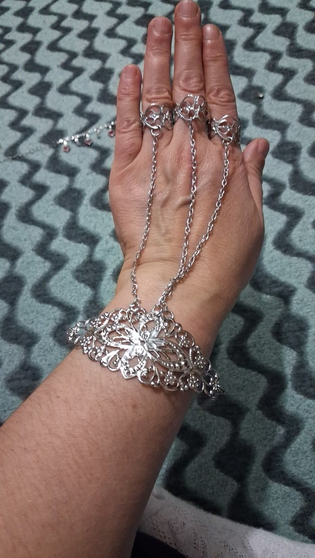 Bohem Gri Zincir Detaylı Kadın El Zinciri - Görsel 2